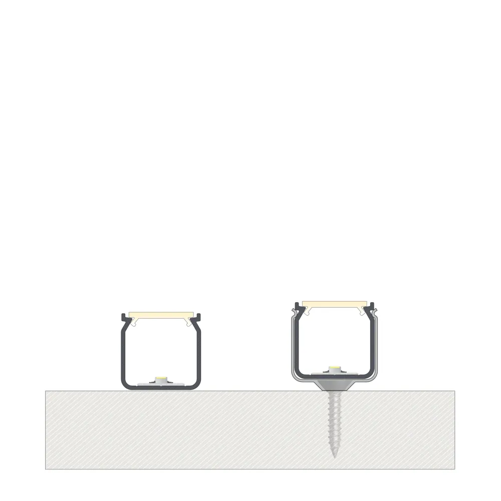 Profilé en aluminium anodisé noir KIMERA « BARDE » avec diffuseur opale, capuchons et clips de fixation 2,02 m