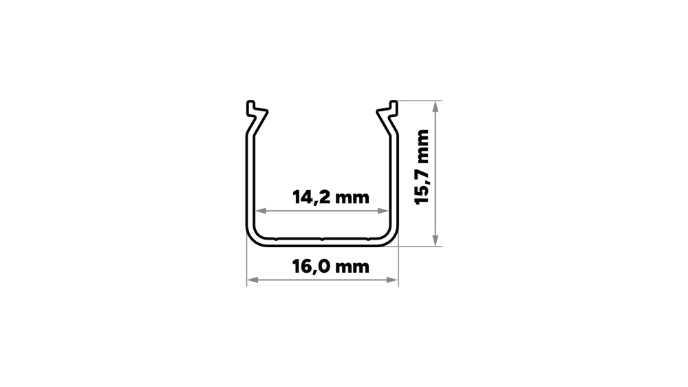 Profilé en aluminium anodisé noir KIMERA « BARDE » avec diffuseur opale, capuchons et clips de fixation 2,02 m