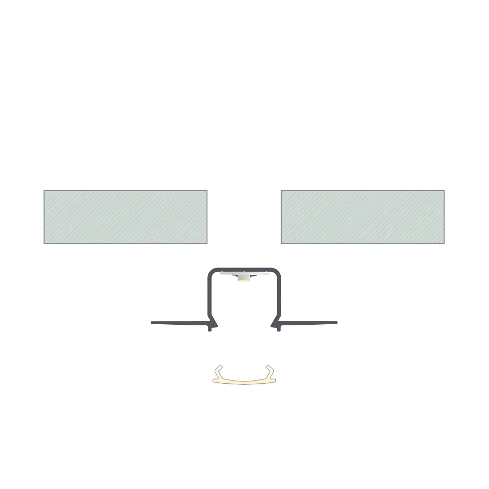 Profilé en aluminium anodisé noir KIMERA « HEDE » avec diffuseur opale, capuchons et clips de fixation 2,02 m