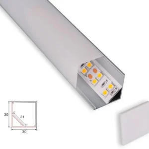 Profil | Intégré | 1 mètre | Coin | Aluminium | 30x30 | Hotte carrée | Bande LED COB