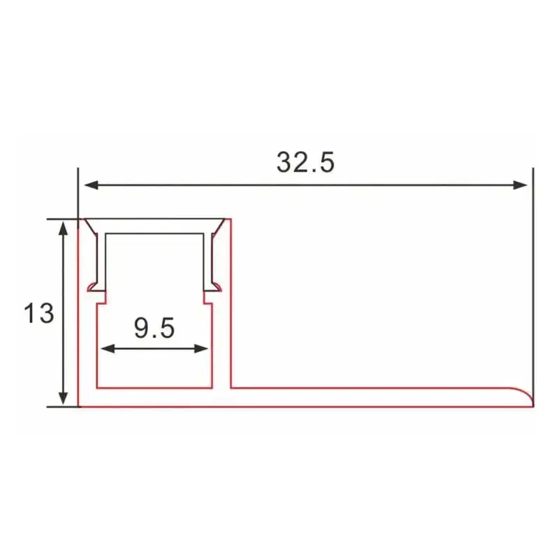 Profil en plâtre construit - | 2 mètres | Aluminium latéral 32,5 x 13 | Bande LED de COB