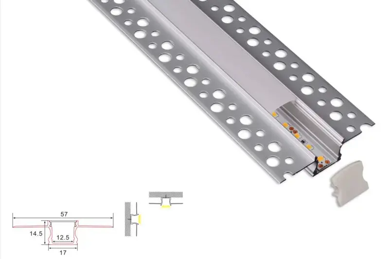 Profil en plâtre construit - | 3 mètres | Loi | Aluminium 17 x 14,5 | Bande LED de COB