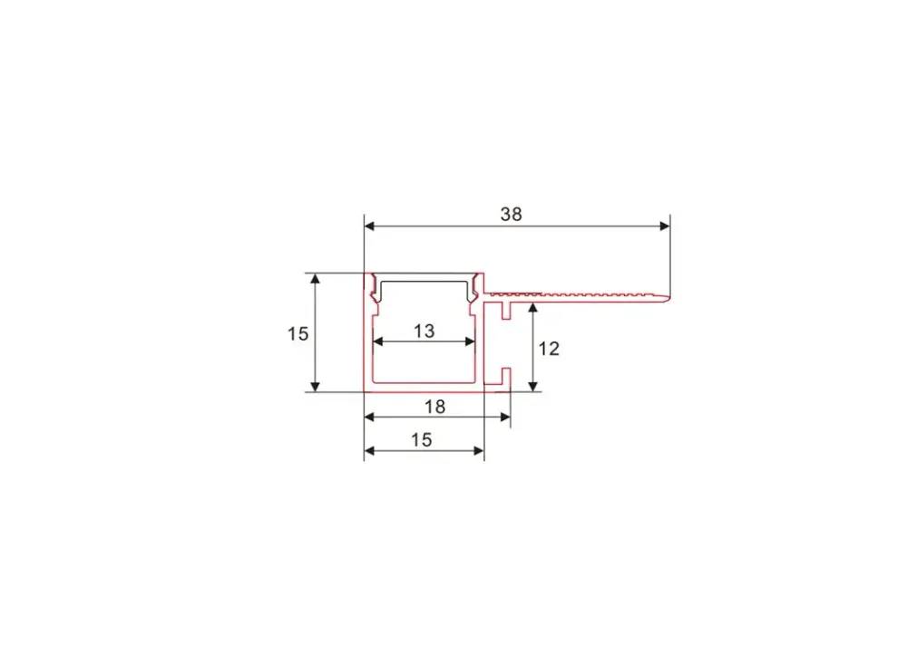 Profil en plâtre | Intégré | 1 mètre | Côté | Aluminium | 38x15 | Bande LED COB (copie)