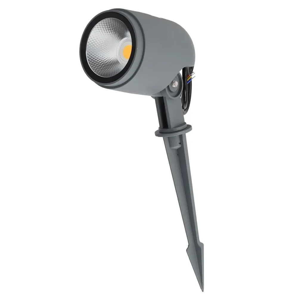 Projecteur LED avec piquet pour jardin 12 W IP65 2700 K finition grise