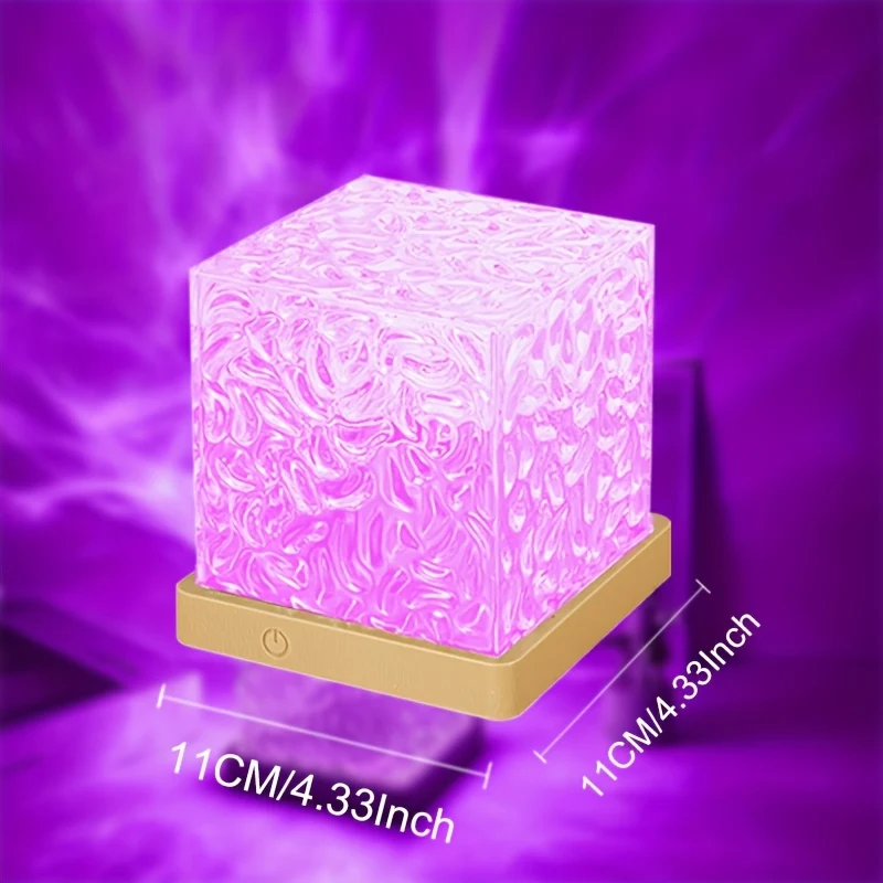 Projecteur de lumière nocturne 16 couleurs, cube lumineux en cristal