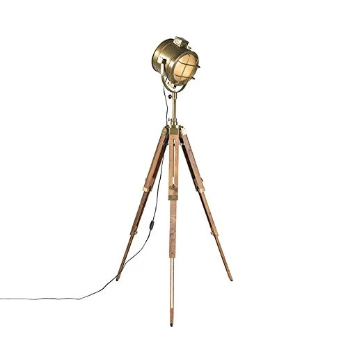 QAZQA Design/Industriel/Moderne Lampadaire/Lampe de sol/Lampe sur Pied/Luminaire/Lumiere/Éclairage Tripod Nautica bois et...