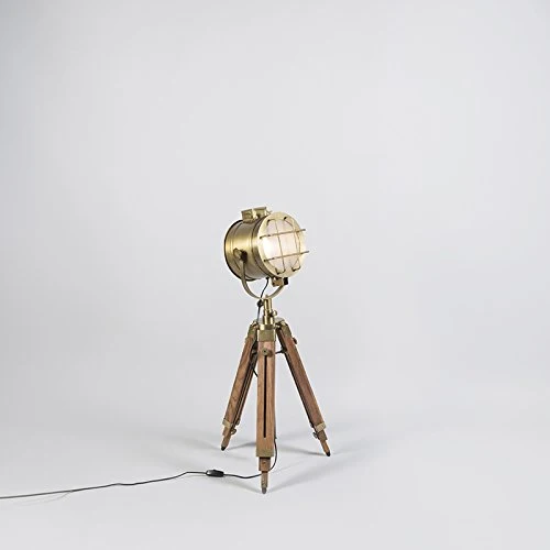 QAZQA Design/Industriel/Moderne Lampadaire/Lampe de sol/Lampe sur Pied/Luminaire/Lumiere/Éclairage Tripod Nautica bois et...
