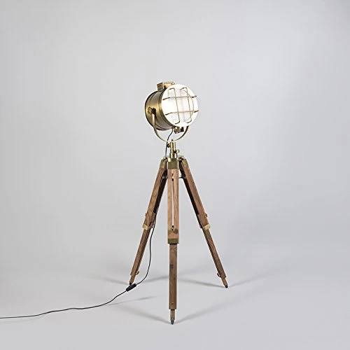 QAZQA Design/Industriel/Moderne Lampadaire/Lampe de sol/Lampe sur Pied/Luminaire/Lumiere/Éclairage Tripod Nautica bois et...