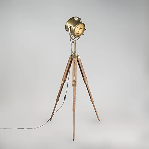 QAZQA Design/Industriel/Moderne Lampadaire/Lampe de sol/Lampe sur Pied/Luminaire/Lumiere/Éclairage Tripod Nautica bois et...