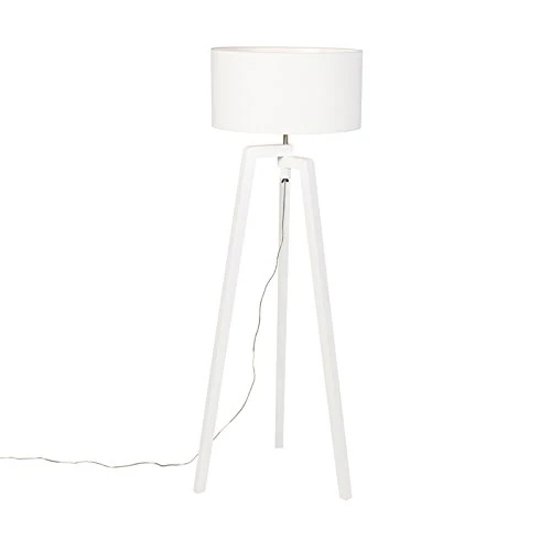 QAZQA puros - Lampe de table trépied/tripode - 1 lumière - H 1450 mm - Blanc - Moderne - éclairage intérieur - Salon I Cha...