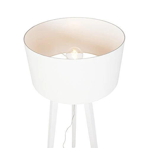 QAZQA puros - Lampe de table trépied/tripode - 1 lumière - H 1450 mm - Blanc - Moderne - éclairage intérieur - Salon I Cha...