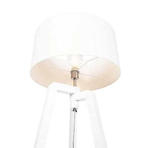 QAZQA puros - Lampe de table trépied/tripode - 1 lumière - H 1450 mm - Blanc - Moderne - éclairage intérieur - Salon I Cha...