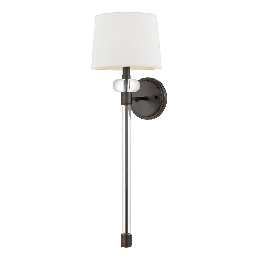 Applique murale Quoizel Barbour 1L en acier noir E14, H 67 cm