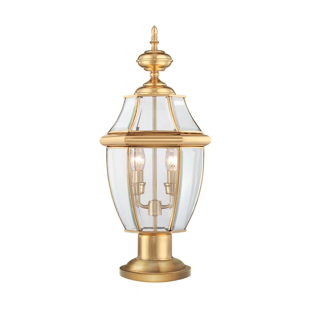 Lampe de table d'extérieur Quoizel Newbury 2L en laiton, douille E14, hauteur 57 cm
