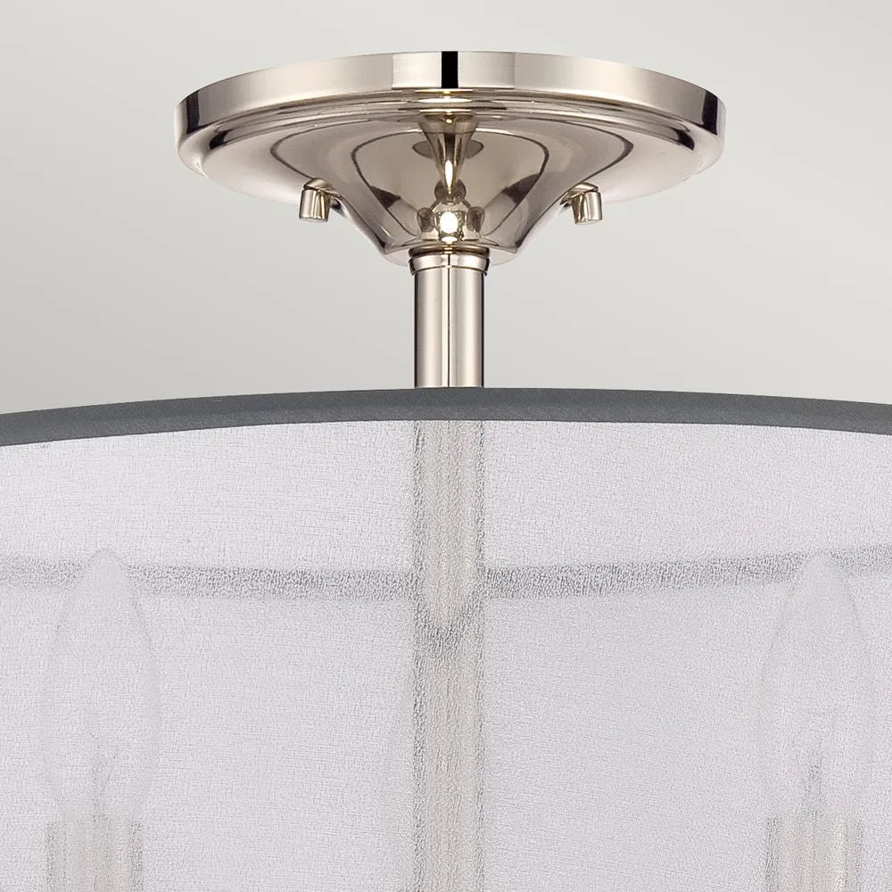 Plafonnier Quoizel Whitney 3L, organza, métal, culot E14, diamètre 40 cm