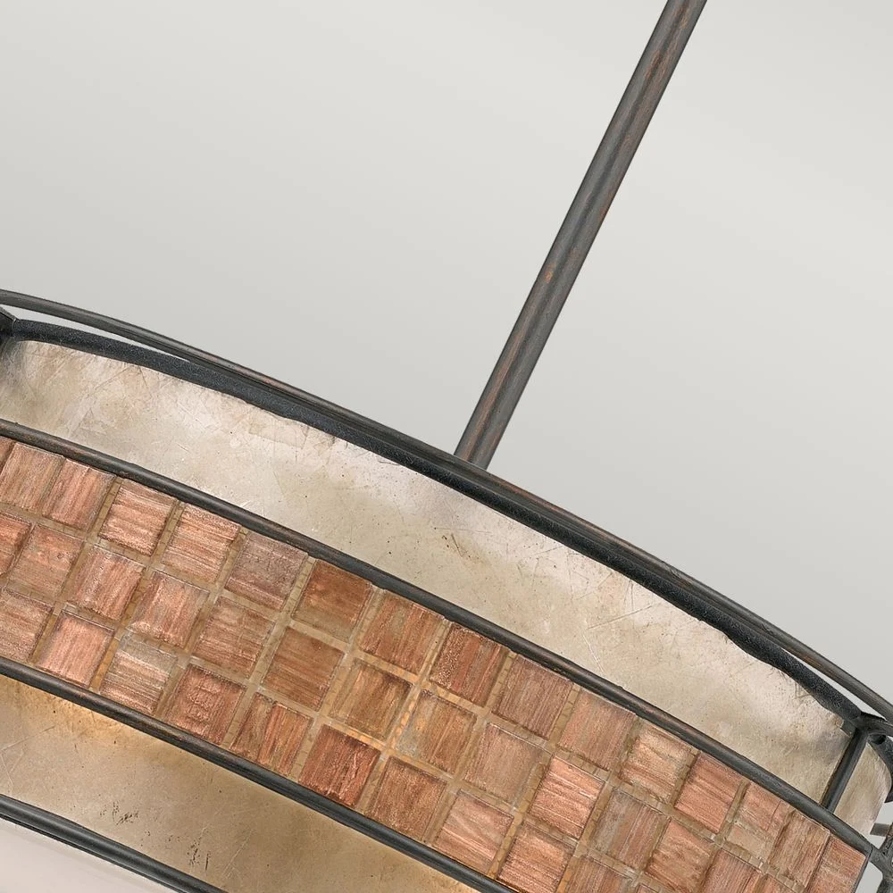 Quoizel Laguna 4L suspension métal, verre mica taupe E27, D 56cm