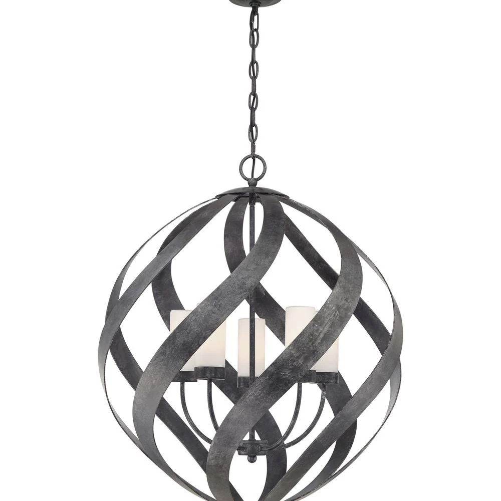 Suspension d'extérieur Quoizel Blacksmith 5L en acier, culot E14, diamètre 66 cm