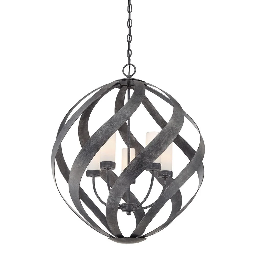 Suspension d'extérieur Quoizel Blacksmith 5L en acier, culot E14, diamètre 66 cm