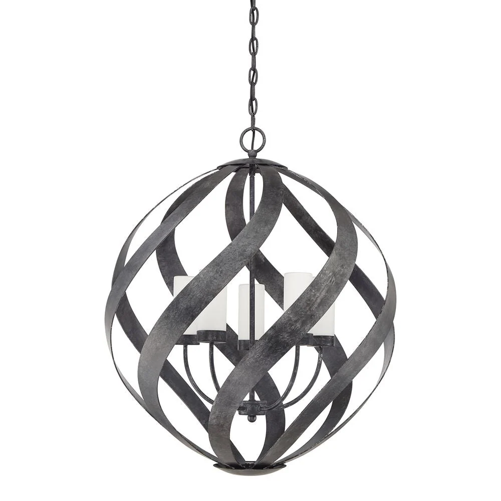 Suspension d'extérieur Quoizel Blacksmith 5L en acier, culot E14, diamètre 66 cm