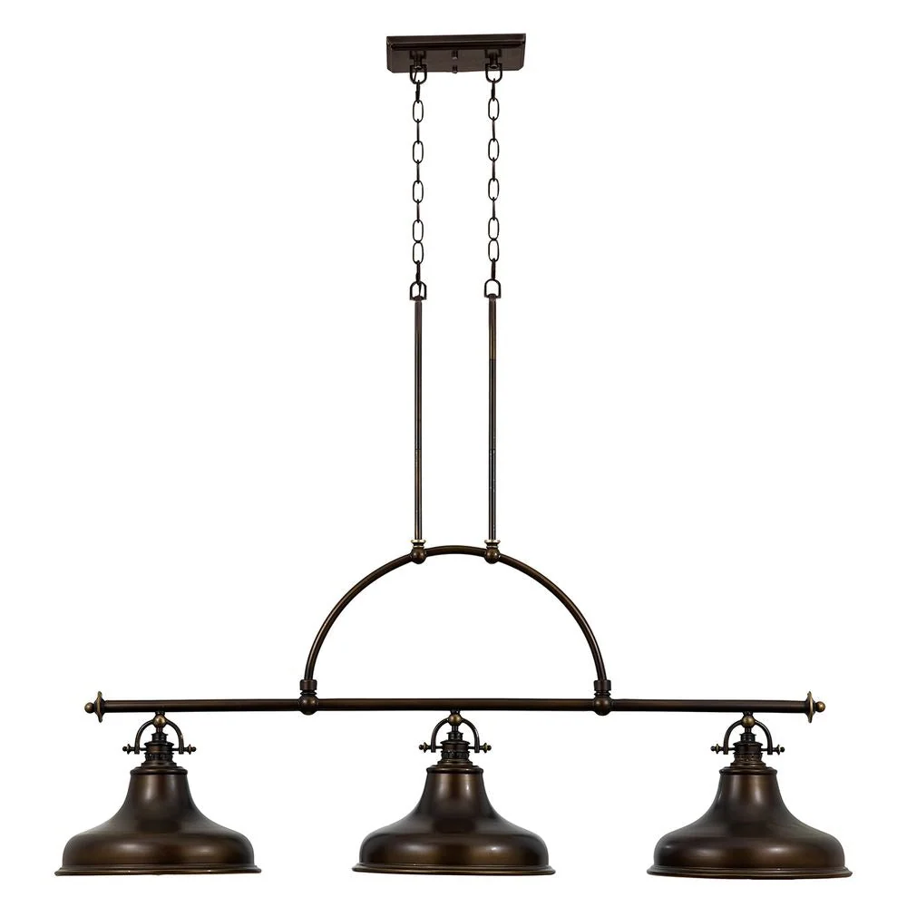 Suspension linéaire Quoizel Emery 3L en métal bronze E27, L 133 cm