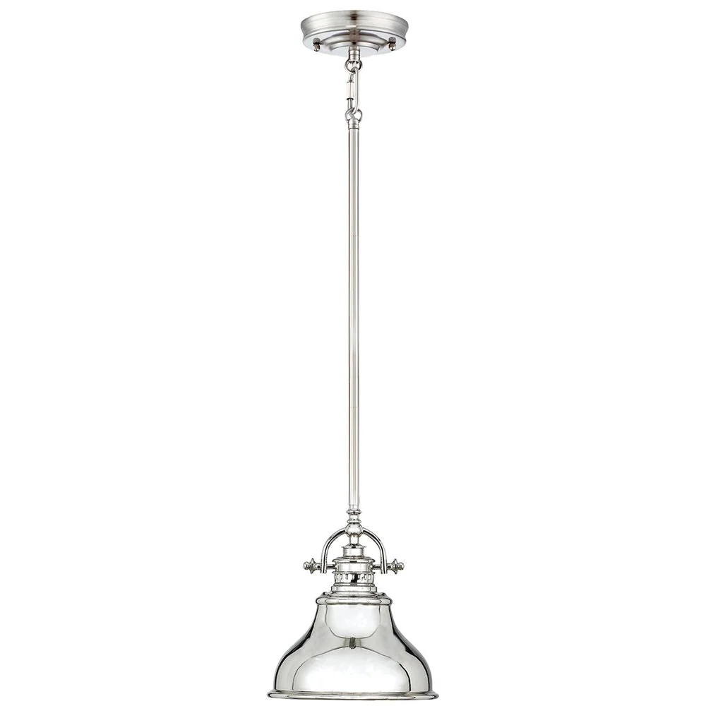 Suspension Quoizel Emery 1L en métal et acier, douille E27, diamètre 20 cm