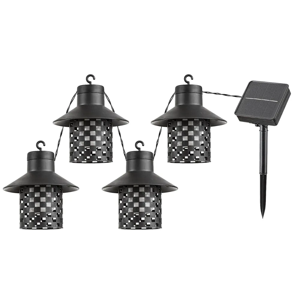 Éclairez votre extérieur avec 4 lampes solaires Rabalux. IP44, noir, modèle Ximpu. Style et résistance aux intempéries pou...