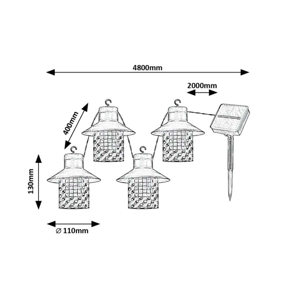 Éclairez votre extérieur avec 4 lampes solaires Rabalux. IP44, noir, modèle Ximpu. Style et résistance aux intempéries pou...