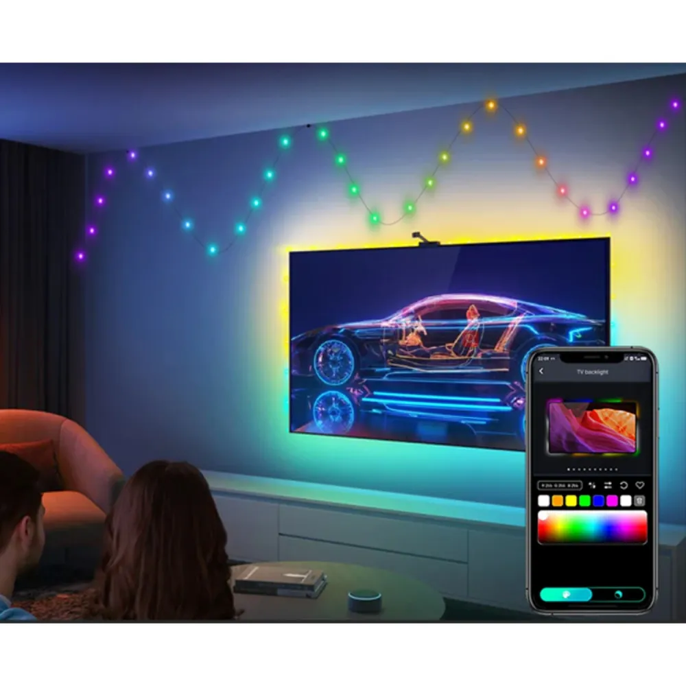 Eclairage extérieur Rabalux, guirlande LED RVB, IP44, Wi-Fi, Bluetooth, Biri