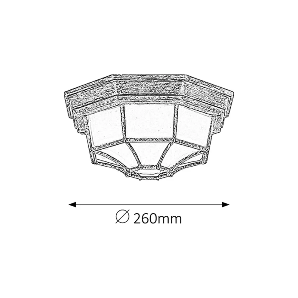 Rabalux milano plafonnier extérieur 8376 métal et abat-jour en verre