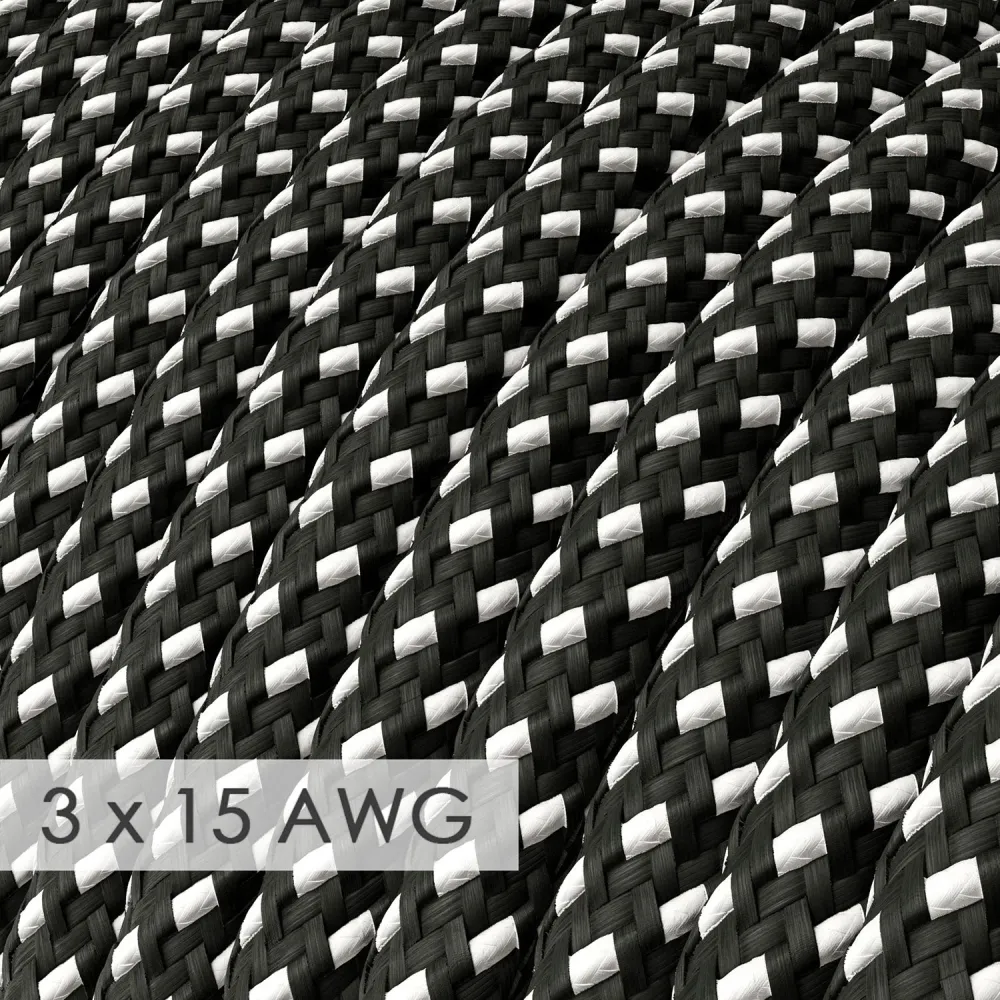 Rallonge - Câble rond 3D Noir Blanc Rayonne RT41 - 15/3 AWG