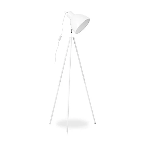 Relaxdays 10021293_49 Lampadaire 3 Pieds Luminaire Spot Projecteur 1 Feu Lampe Trépied HLP env. 130 x 53 x 53 cm, Blanc, M...