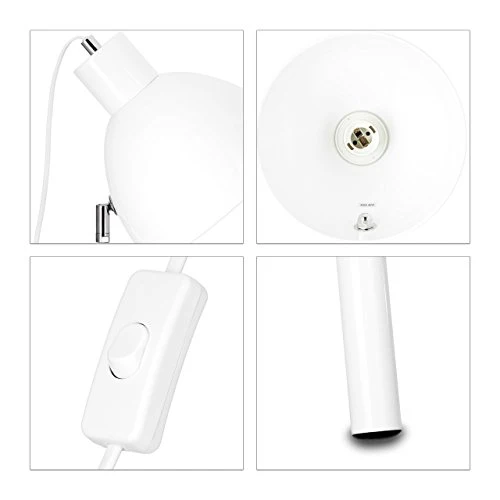 Relaxdays 10021293_49 Lampadaire 3 Pieds Luminaire Spot Projecteur 1 Feu Lampe Trépied HLP env. 130 x 53 x 53 cm, Blanc, M...