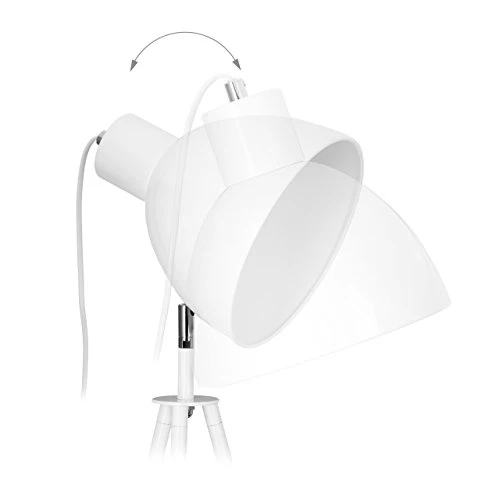 Relaxdays 10021293_49 Lampadaire 3 Pieds Luminaire Spot Projecteur 1 Feu Lampe Trépied HLP env. 130 x 53 x 53 cm, Blanc, M...