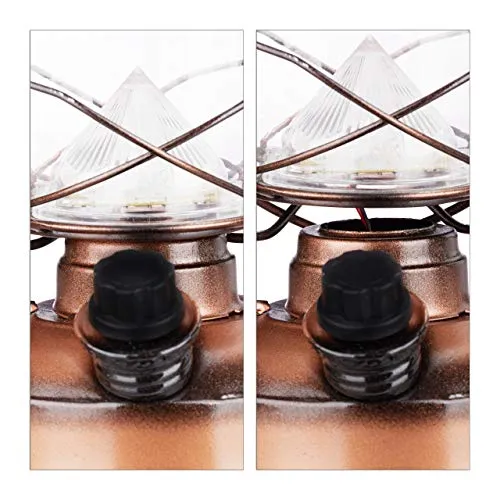 Relaxdays Lanterne tempête LED, Retro comme décoration de fenêtre ou Lampe Jardin, à Piles, cuivrée