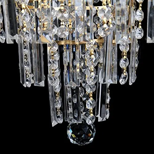 Ridgeyard Lustre en Cristal 3 Lumineux Chaîne Réglable Moderne Style Goutte de Cristal K5 Eclairage LED de Plafonnier Plaf...