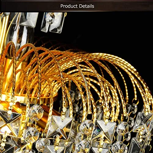 Ridgeyard Lustre en Cristal 3 Lumineux Chaîne Réglable Moderne Style Goutte de Cristal K5 Eclairage LED de Plafonnier Plaf...