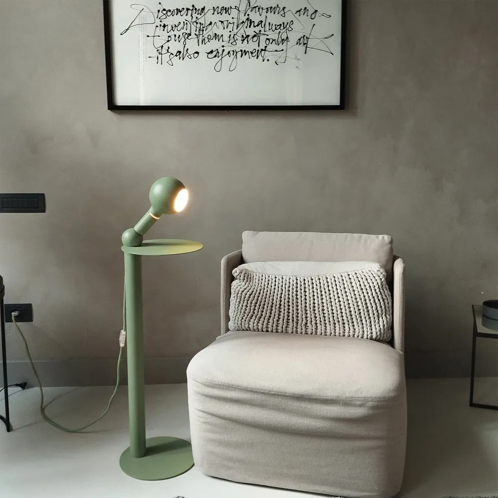 Rocco - Lampadaire avec Fiche UK et Ampoule Camo - Vert