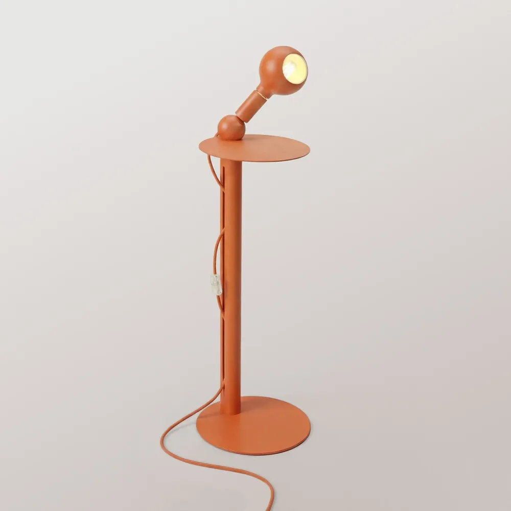 Rocco - Lampadaire avec Fiche UK et Ampoule Camo - Orange