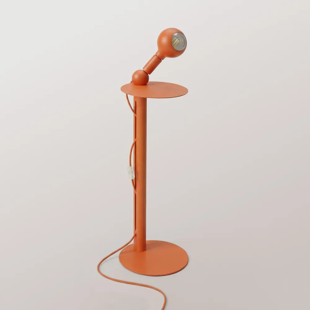 Rocco - Lampadaire avec Fiche UK et Ampoule Camo - Orange