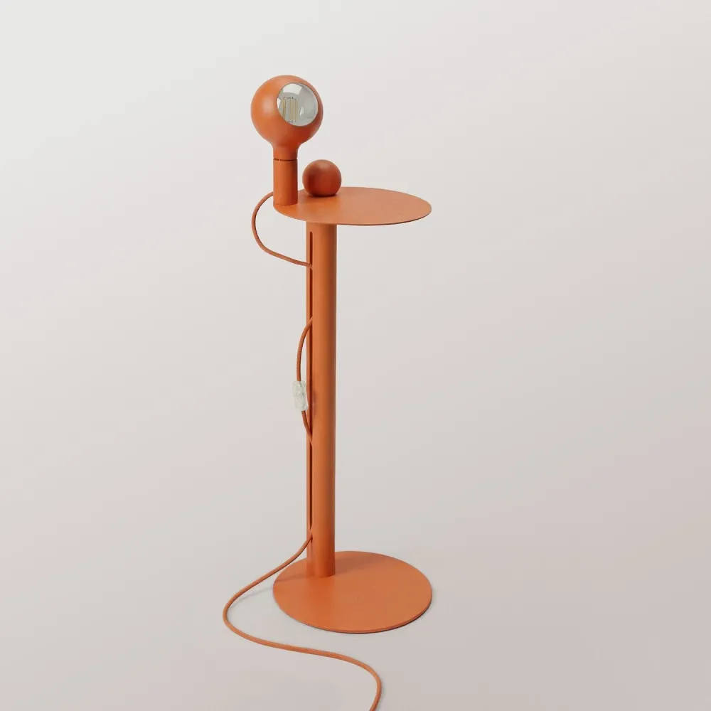 Rocco - Lampadaire avec Fiche UK et Ampoule Camo - Orange