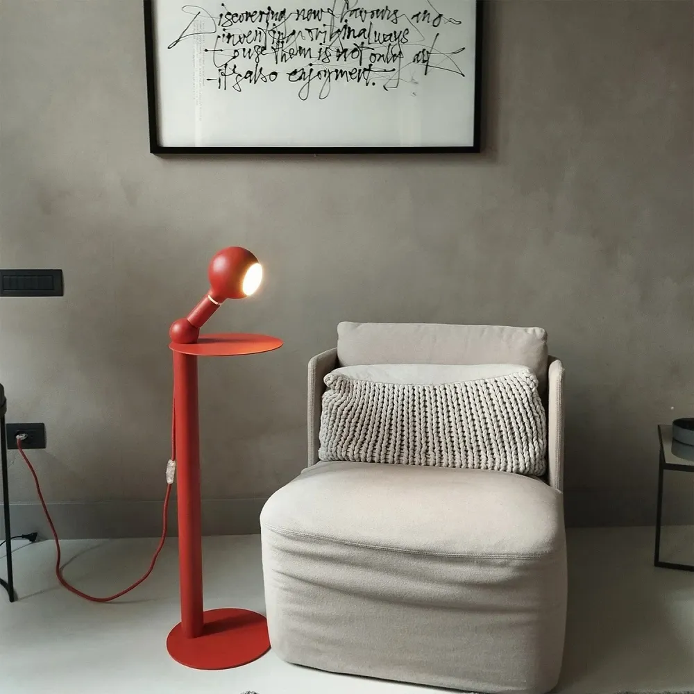 Rocco - Lampe sur pied avec ampoule Camo - Rouge