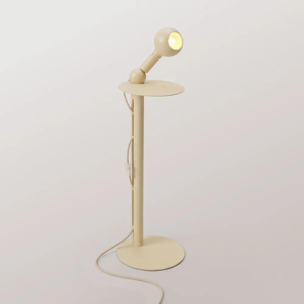 Rocco - Lampe sur pied avec Fiche UK et Ampoule Camo - Crème