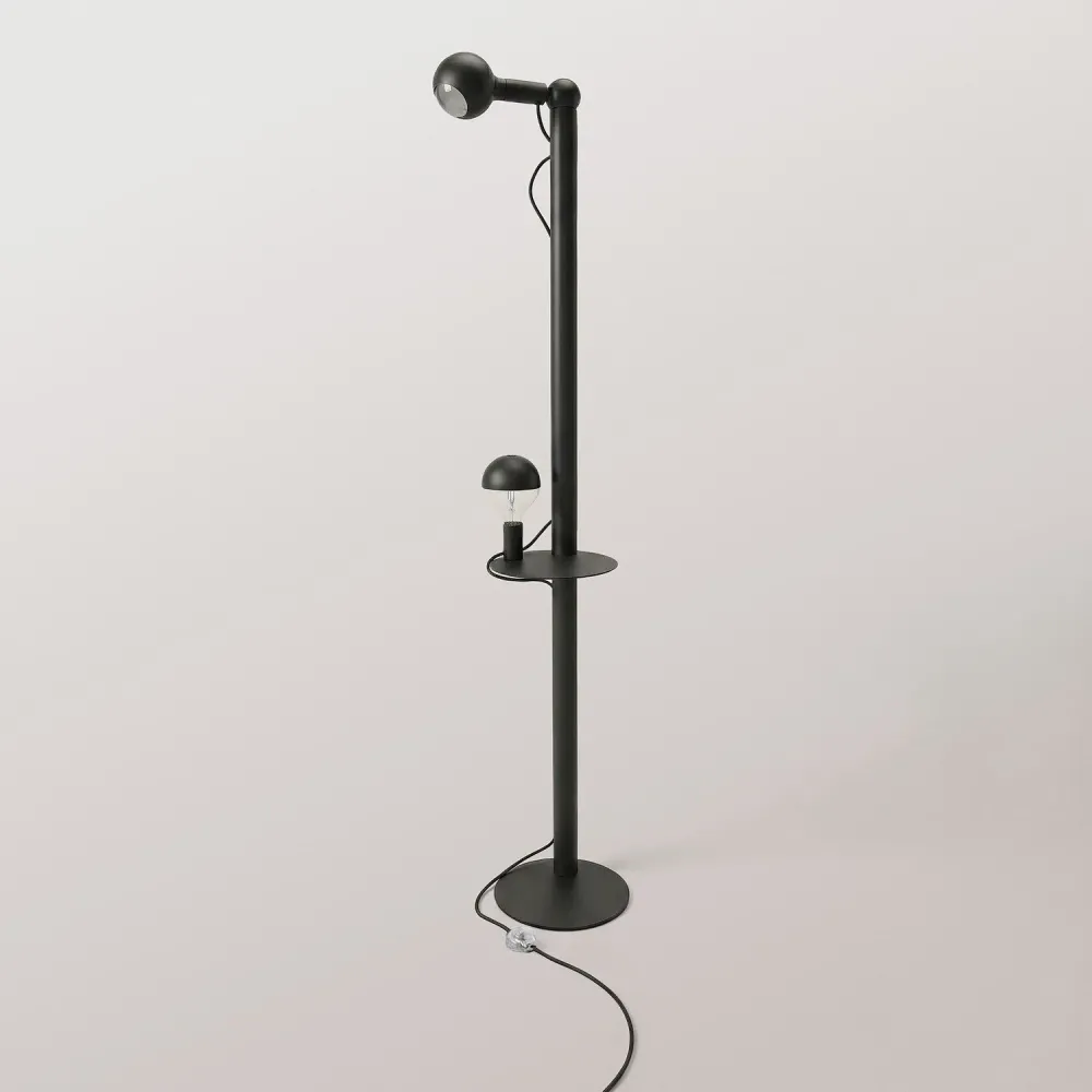Rocco XXL - Lampadaire avec Ampoule Maria et Camo - Noir