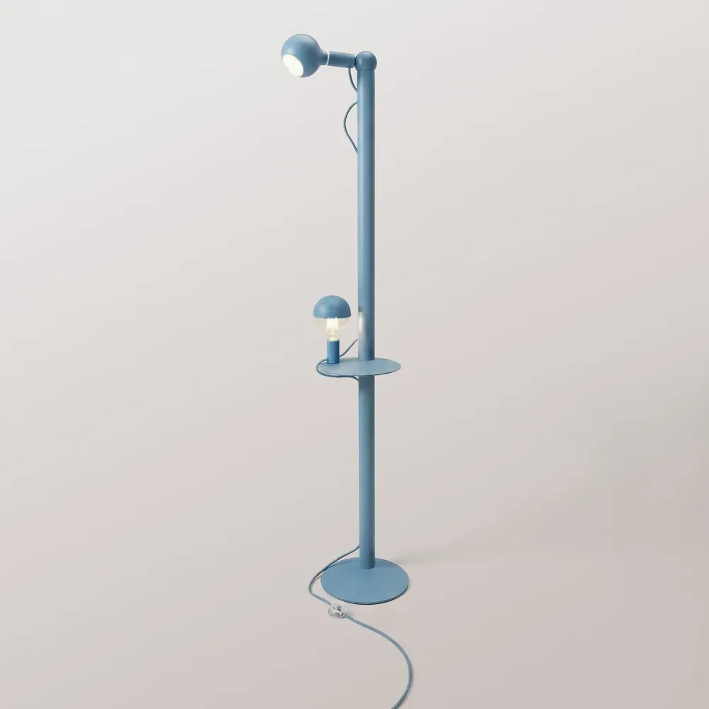 Rocco XXL - Lampadaire avec Fiche UK et Ampoule Maria et Camo - Bleu