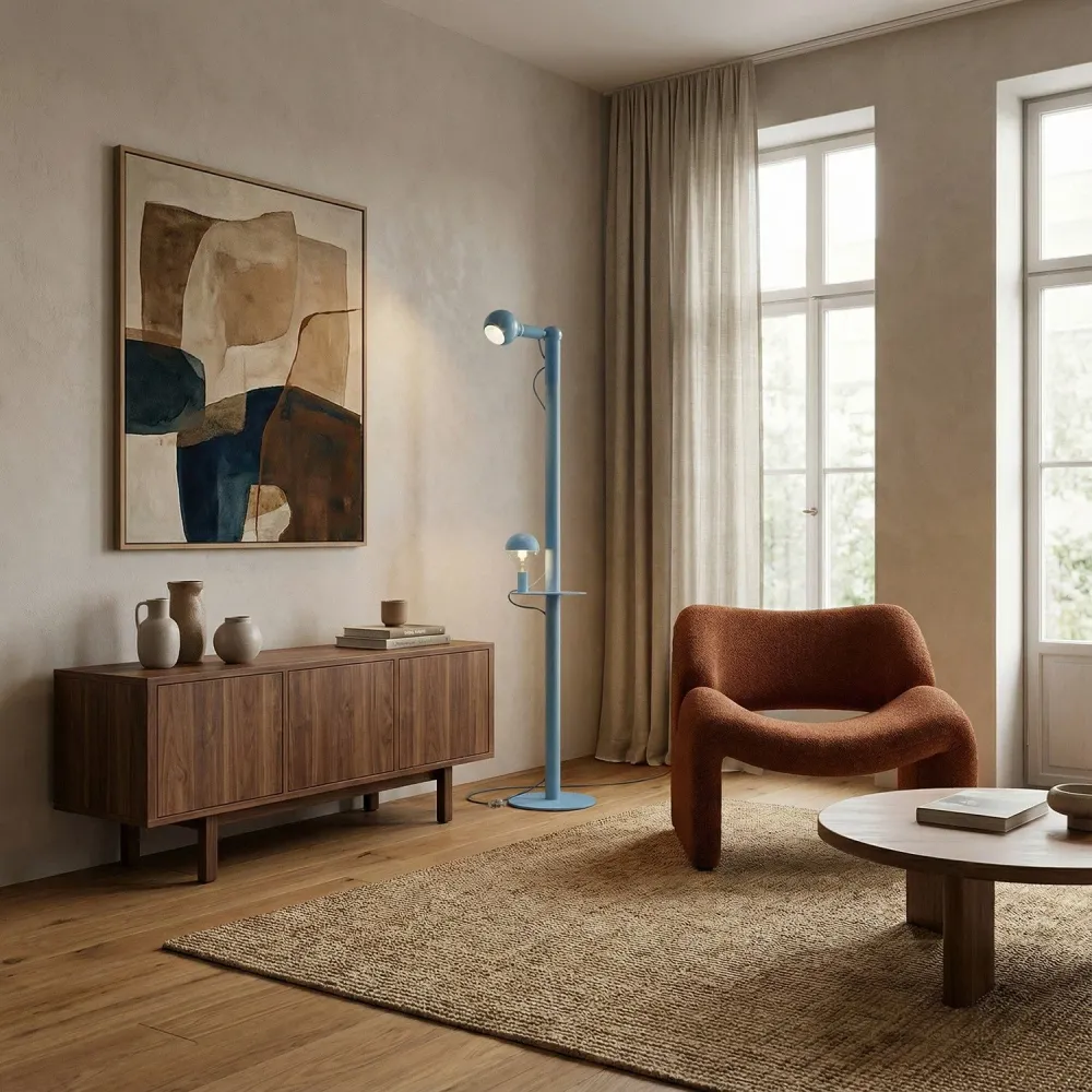 Rocco XXL - Lampadaire avec Fiche UK et Ampoule Maria et Camo - Bleu