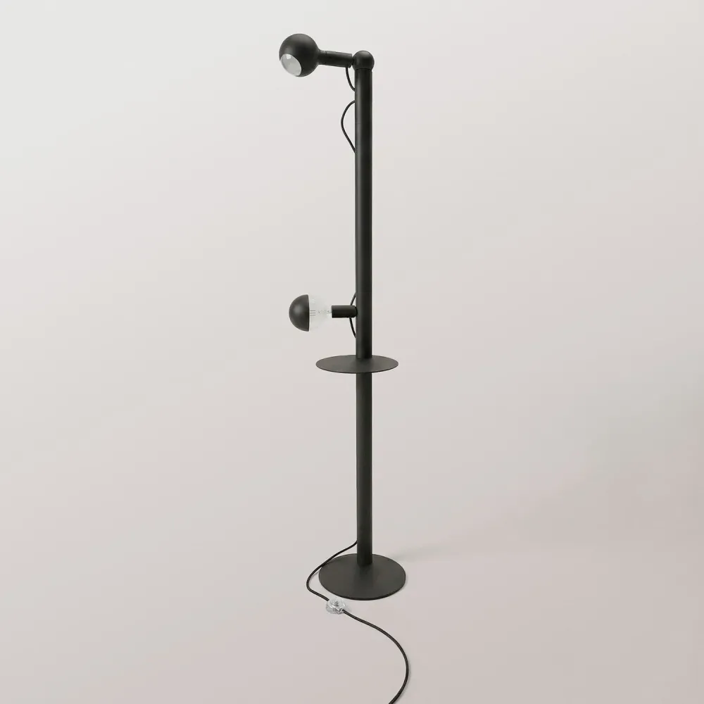 Rocco XXL - Lampadaire avec Fiche UK et Ampoule Maria et Camo - Noir