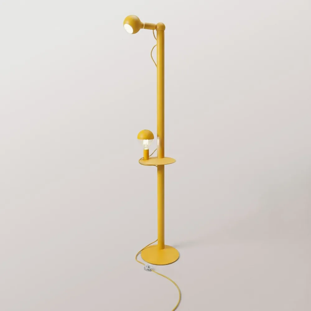 Rocco XXL - Lampe sur pied avec Fiche UK et Ampoule Maria et Camo - Jaune