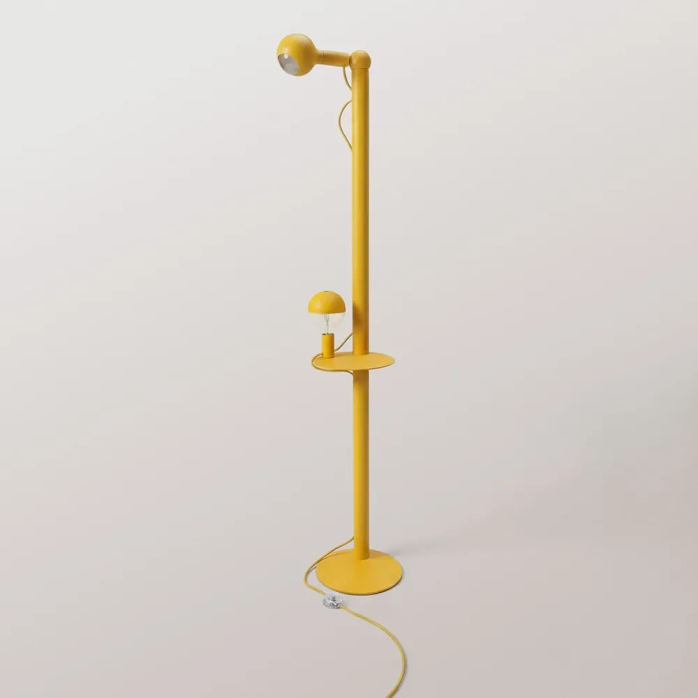 Rocco XXL - Lampe sur pied avec Fiche UK et Ampoule Maria et Camo - Jaune