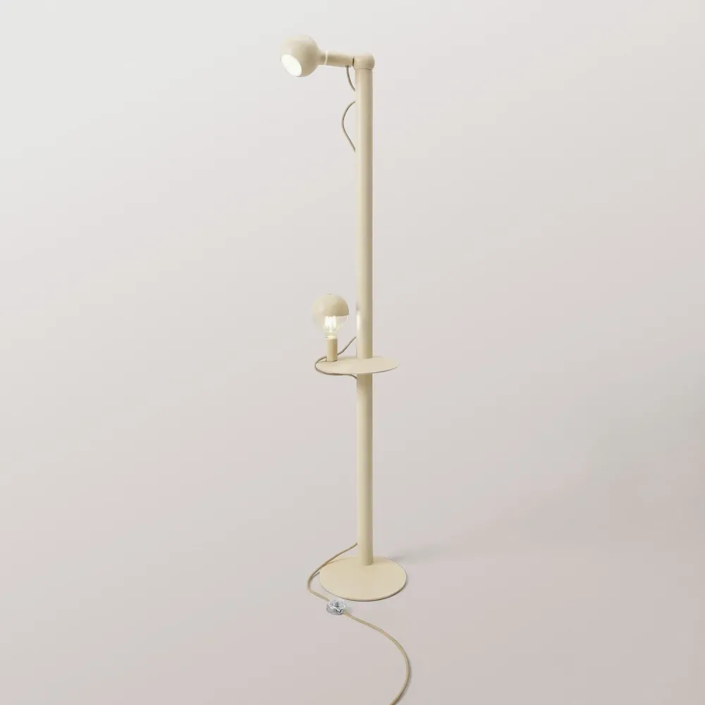 Rocco XXL - Lampe sur pied avec Ampoule Maria et Camo - Crème