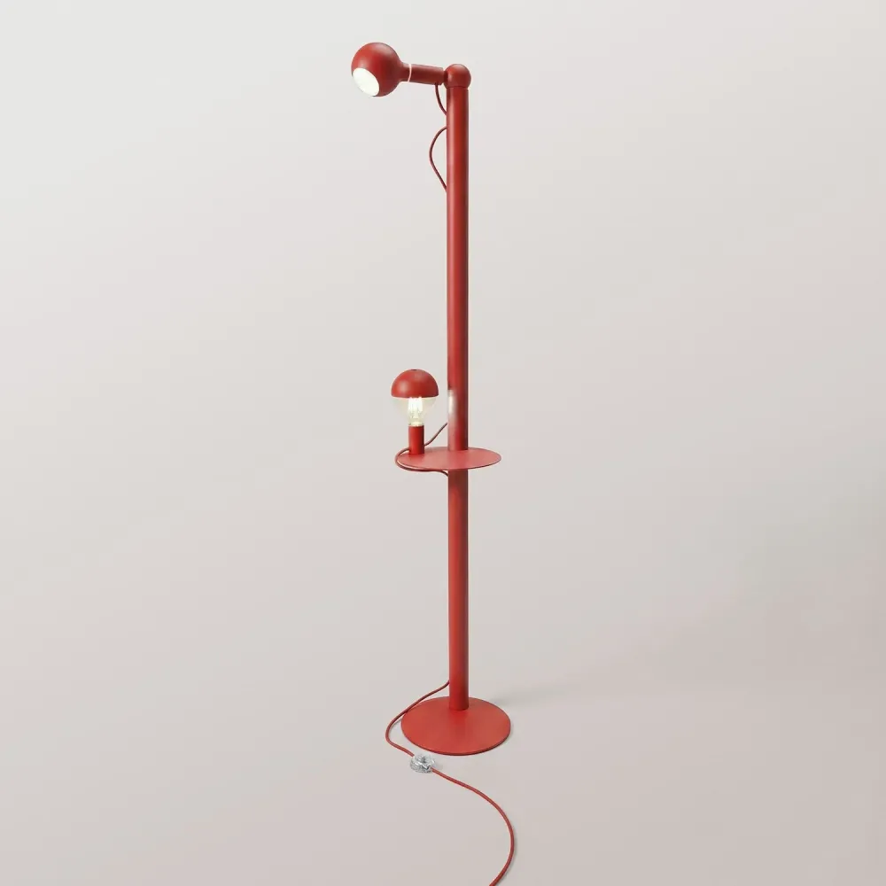 Rocco XXL - Lampe sur pied avec Ampoule Maria et Camo - Rouge